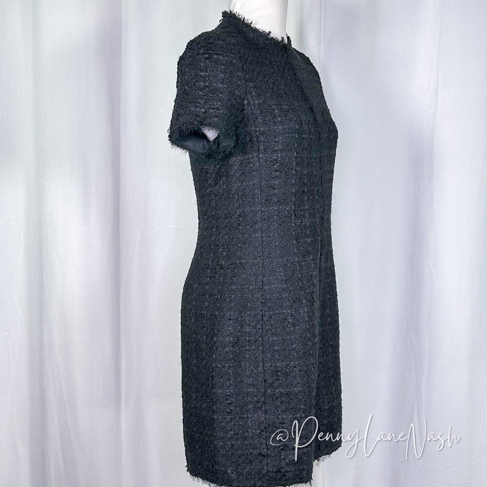 NWT Zara Structured Tweed Frayed Mini Dress Black - Picture 6 of 14